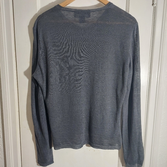 Ralph By Ralph Lauren Blue Label 100% Linen Gray Sweater Size L Office Corporate - Picture 5 of 5